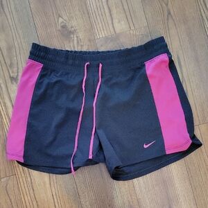 Nike Women's Charcoal and Pink Athletic Shorts